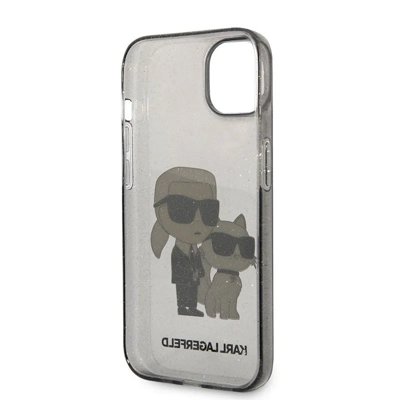 Karl Lagerfeld IML Glitter NFT Karl & Choupette – Dėklas iPhone 14 Plus (juodas)