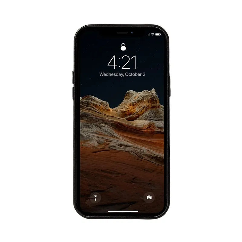 Crong Essential Cover - iPhone 12 Pro Max dirbtinės odos dėklas (juodas)