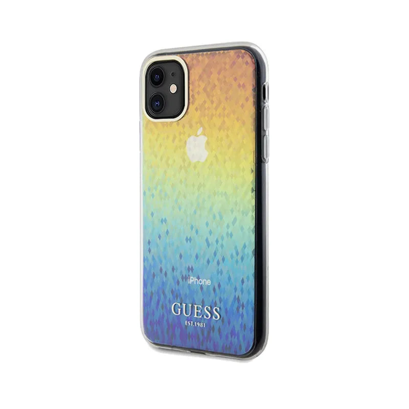 Guess IML Faceted Mirror Disco Iridescent – dėklas iPhone 11 (vaivorykštinis)