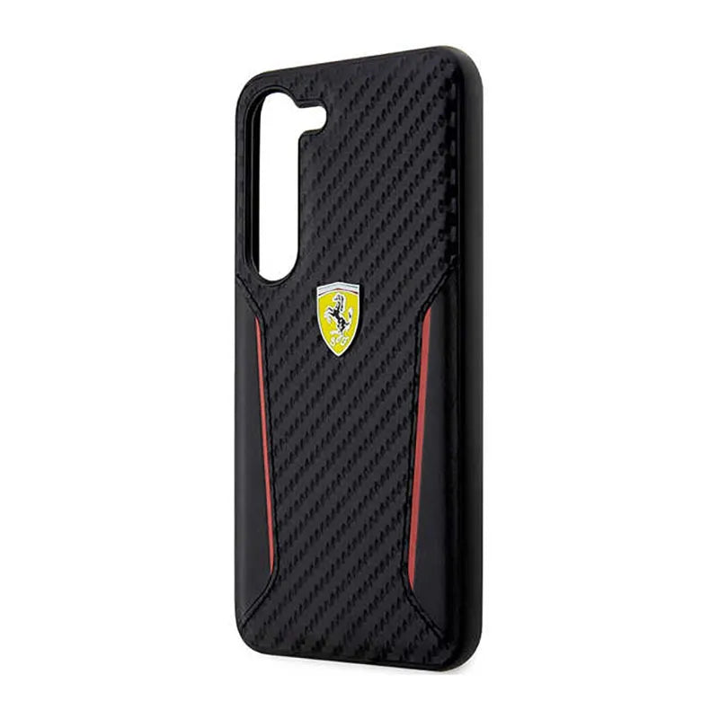 Ferrari Carbon Contrast Edges – dėklas Samsung Galaxy S23+ (juodas)