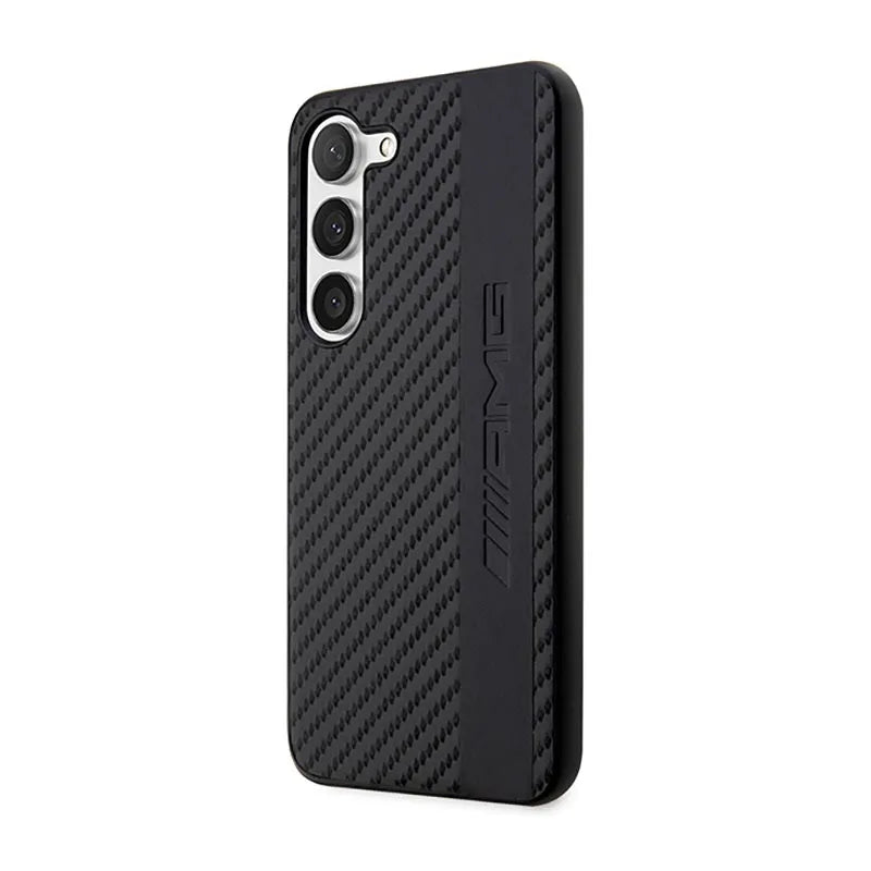 AMG Carbon Stripe & Embossed – dėklas „Samsung Galaxy S23“ (juodas)