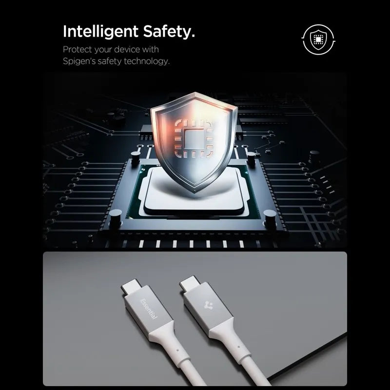 Spigen EB10020CC Essential – USB-C į USB-C PD laidas, 100W, 2m (Baltas)
