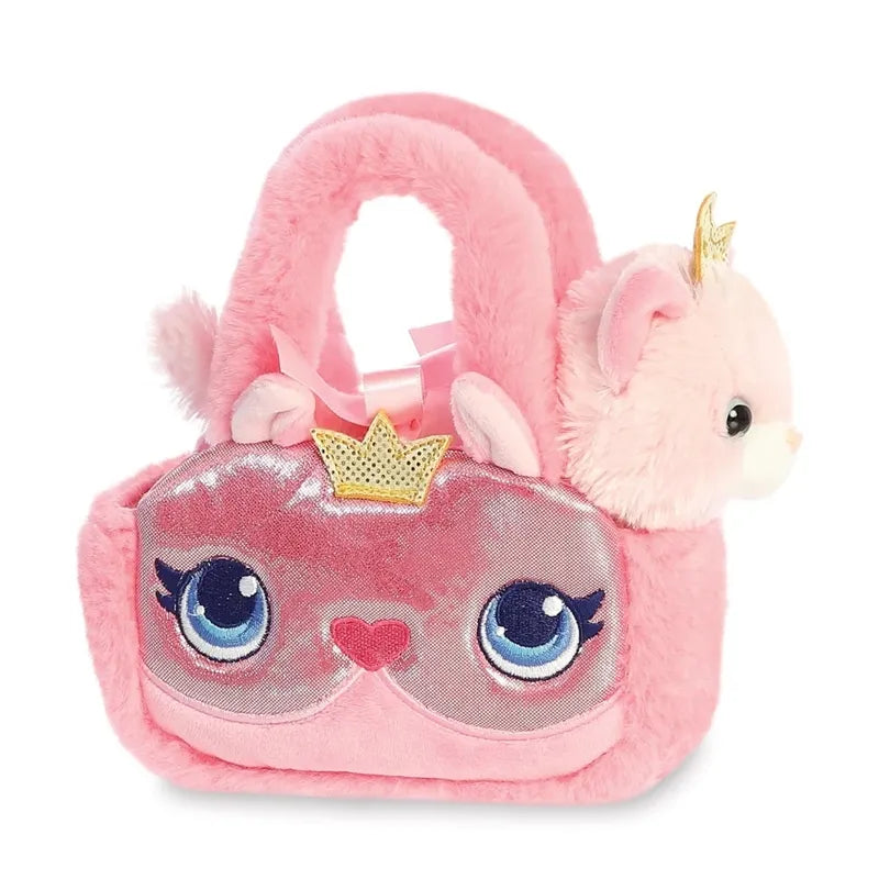 Fancy Pals – Pliušinė princesė katytė su auksine karūna rožiniame krepšyje 20 cm, ekologiška