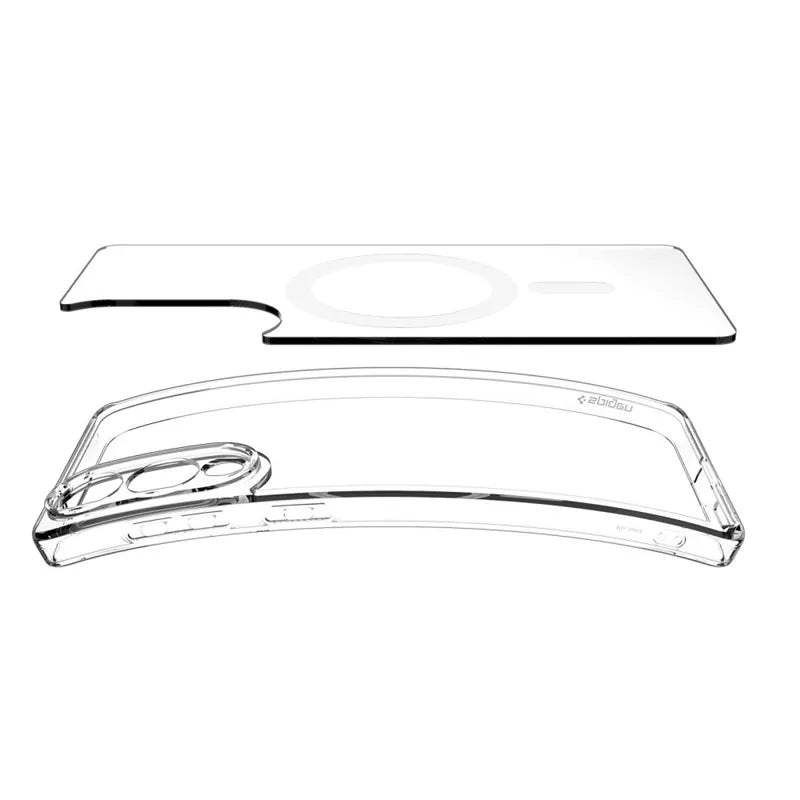 Spigen Ultra Hybrid Mag MagSafe – Dėklas skirtas Samsung Galaxy S25 Edge (Skaidrus / Baltas)