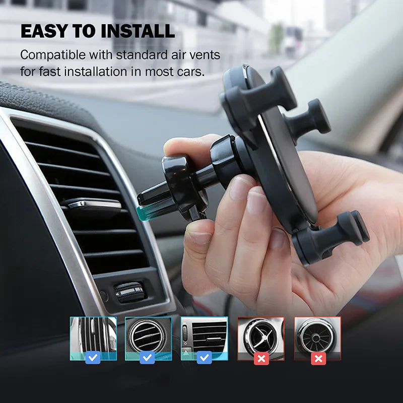 Crong Gravity Auto-Lock automobilinis laikiklis – gravitacinis laikiklis 4,7”-6,5” telefonams (juodas)