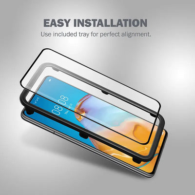 Crong 3D Armor Glass – 9H grūdintas stiklas visam Huawei P40 ekranui + montavimo rėmelis
