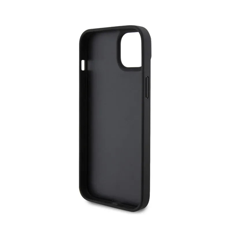 Ferrari Twist Metal Logo – dėklas iPhone 15 Plus telefonui (juodas)