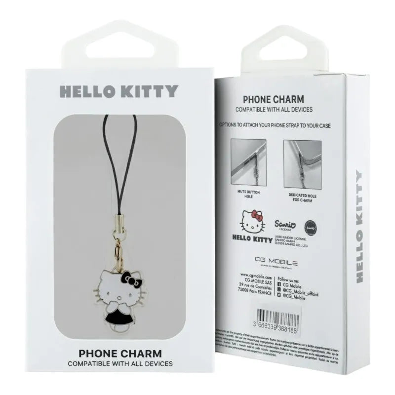 Hello Kitty Phone Strap Charm Kitty Cute - telefono pakabutis (juodas)