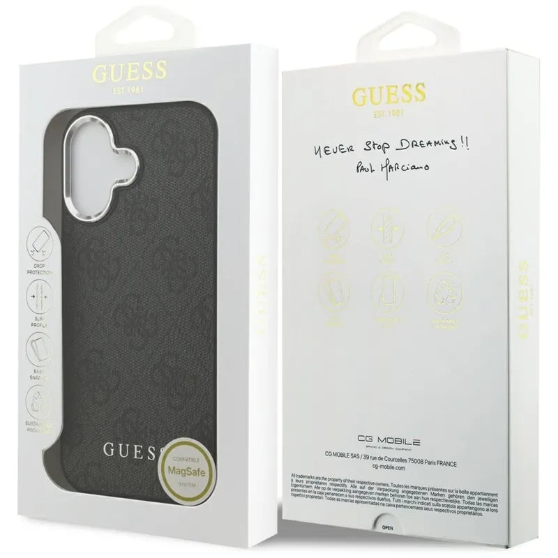 Guess 4G Classic Logo MagSafe – dėklas iPhone 17 (juodas)