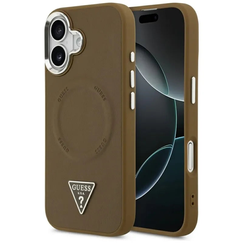 Guess Triangle Logo MagSafe - Dėklas iPhone 17 (Rudas)