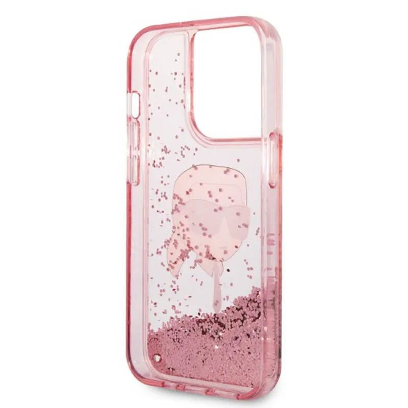 Karl Lagerfeld Liquid Glitter NFT Karl's Head dėklas skirtas iPhone 14 Pro Max (Rožinis)