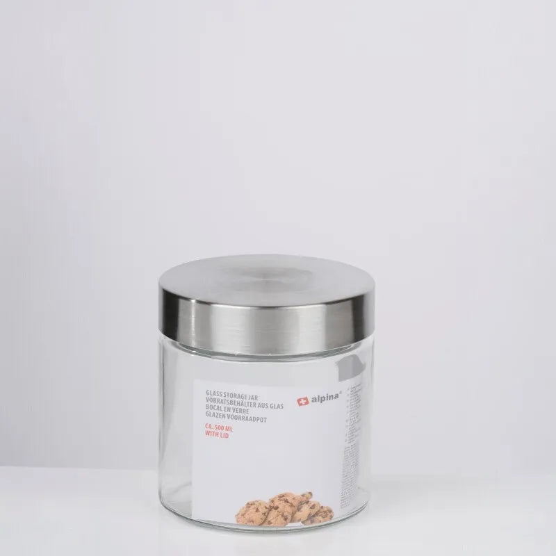 Alpina – stiklinis indas / talpykla su užsukamu dangteliu, 500 ml, 11 cm