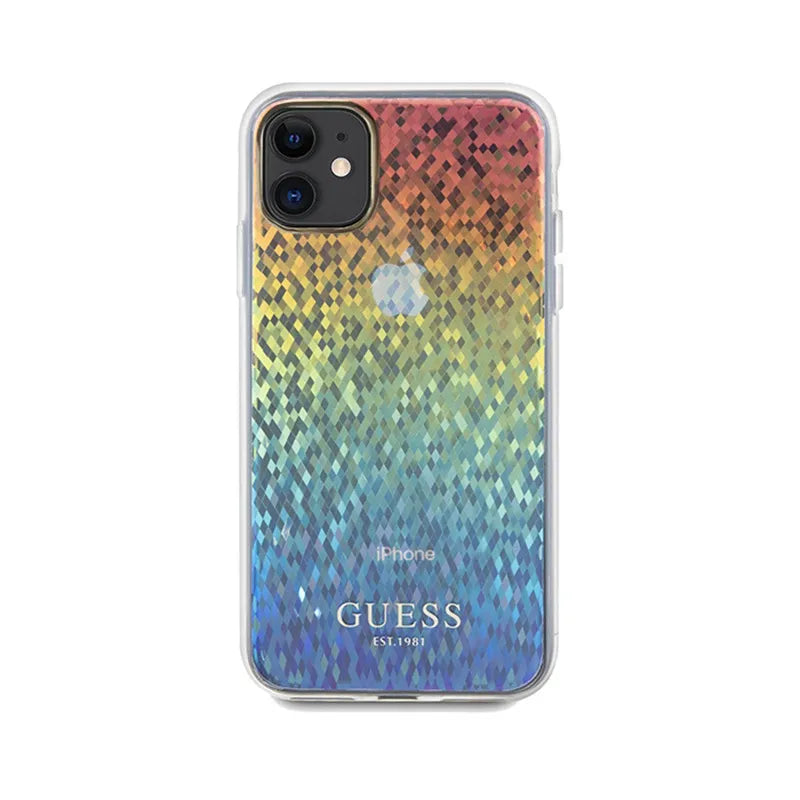 Guess IML Faceted Mirror Disco Iridescent – dėklas iPhone 11 (vaivorykštinis)