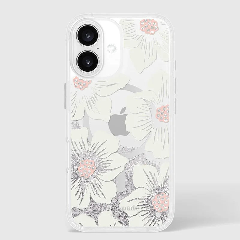 Kate Spade New York Liquid Glitter MagSafe – dėklas iPhone 16 (Hollyhock Floral)