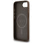 Guess 4G Circle Classic Logo MagSafe dėklas, skirtas iPhone 16e (ruda)