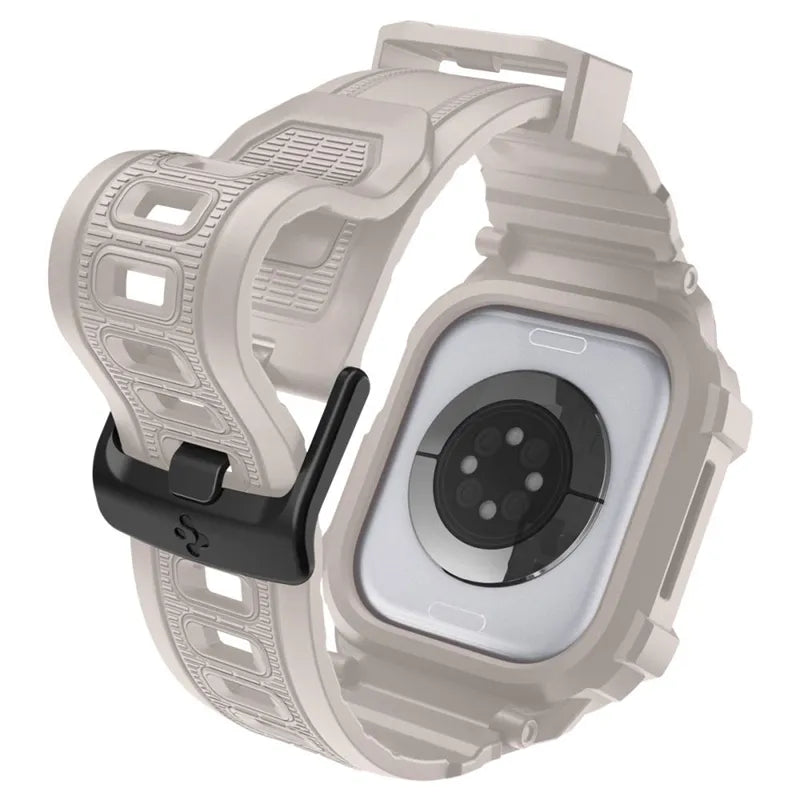 Spigen Rugged Armor Pro V2 – dirželis su dėklu Apple Watch 10/11 42mm (Dune Beige)