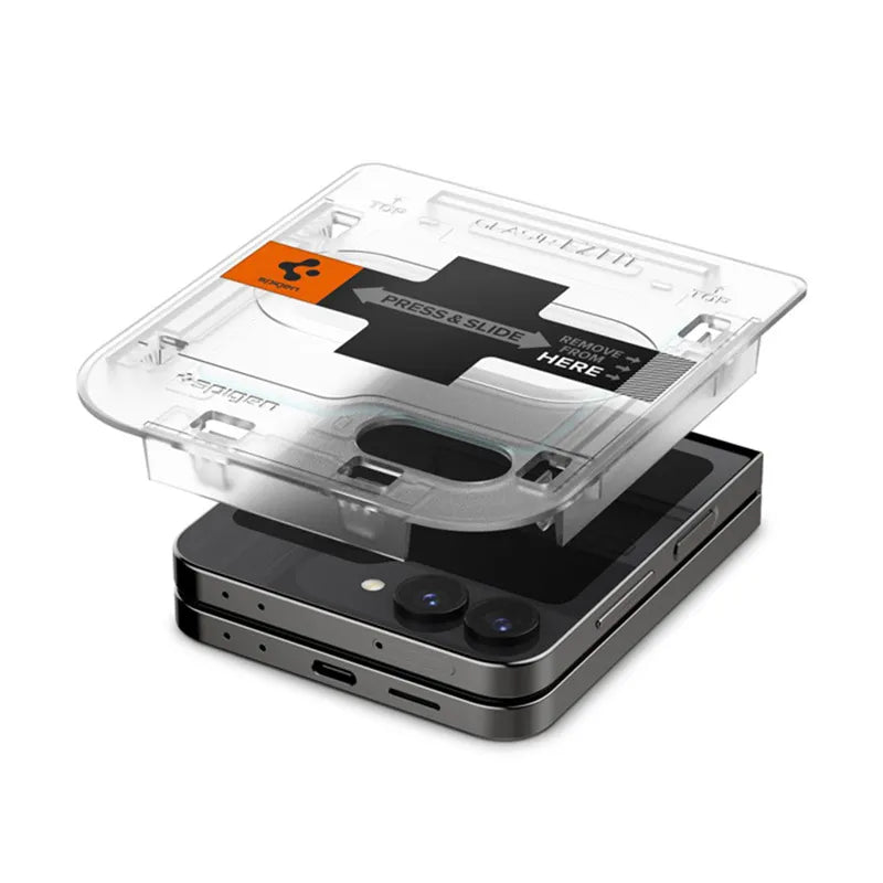 Spigen Glas.TR EZ Fit 2 pakuotė - grūdintas stiklas Samsung Galaxy Z Flip 6 / 7 FE telefonams (2 vnt.)