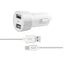 Budi – 2 USB automobilinis įkroviklis su LED indikatoriumi + Lightning laidas