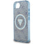 Guess IML Metal Glitter 4G Circle Triangle MagSafe – dėklas iPhone 16e (mėlynas)