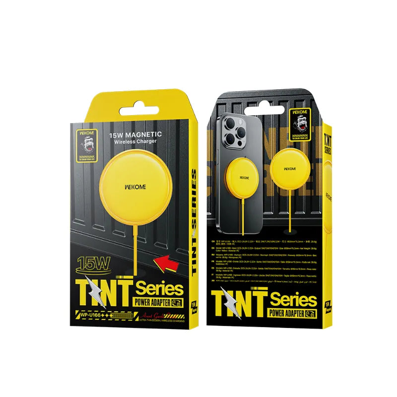 WEKOME WP-U166 Tint Series – MagSafe 15W indukcinis įkroviklis (geltonas)