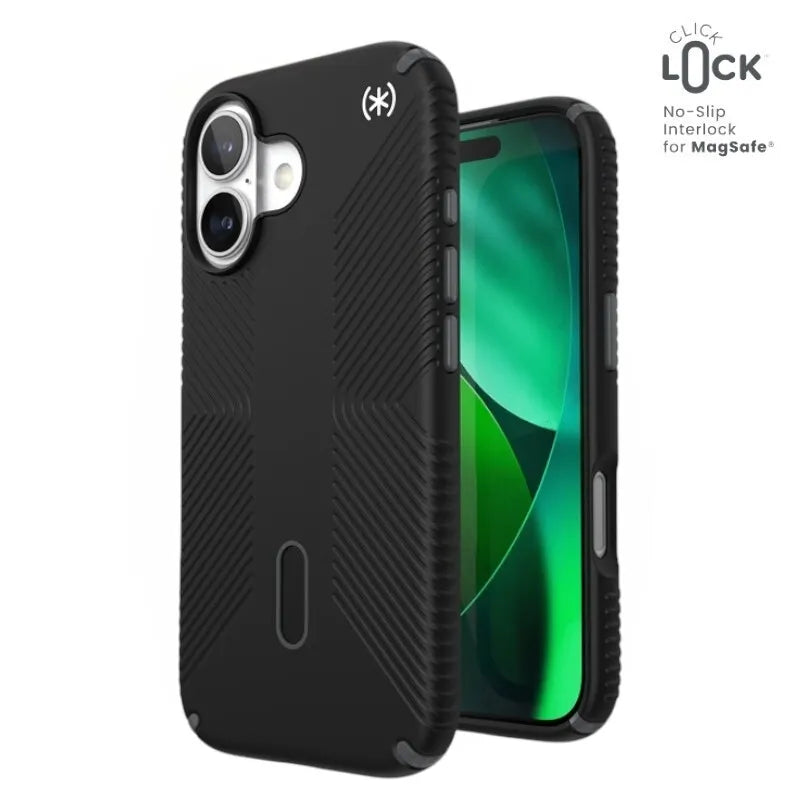 Speck Presidio2 Grip ClickLock & MagSafe – iPhone 17 dėklas (juodas / pilkas / baltas)