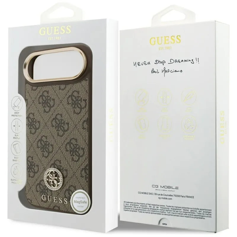 Guess 4G Strass Logo MagSafe - Dėklas iPhone Air (Rudas)