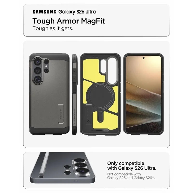 Spigen Tough Armor MagSafe – dėklas Samsung Galaxy S26 Ultra (Gunmetal)