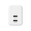 Crong Ultra Compact GaN – sieninis įkroviklis 2x USB-C 35W PD 3.0 su PPS (baltas)