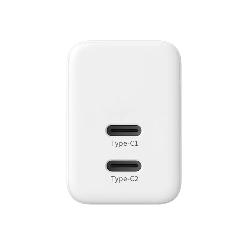 Crong Ultra Compact GaN – sieninis įkroviklis 2x USB-C 35W PD 3.0 su PPS (baltas)