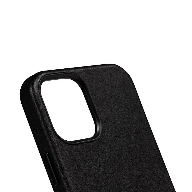 Crong Essential Cover - iPhone 12 Pro Max dirbtinės odos dėklas (juodas)