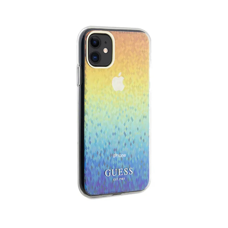 Guess IML Faceted Mirror Disco Iridescent – dėklas iPhone 11 (vaivorykštinis)