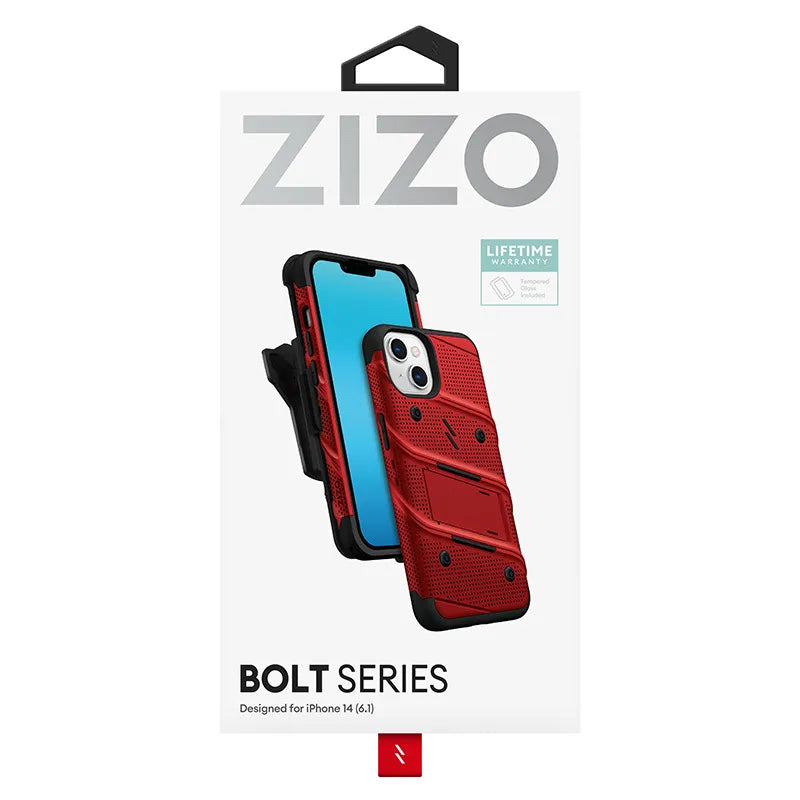 ZIZO BOLT serija – dėklas iPhone 14 (raudonas)
