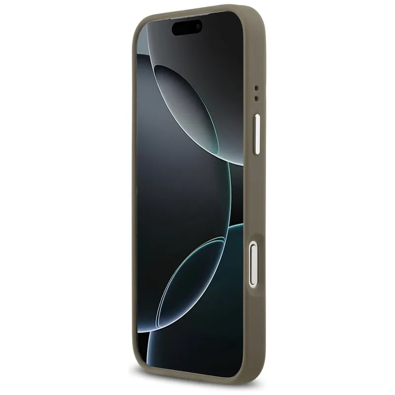 Guess Grained Big 4G Classic Logo – dėklas, skirtas iPhone 17 Pro Max (rudas)