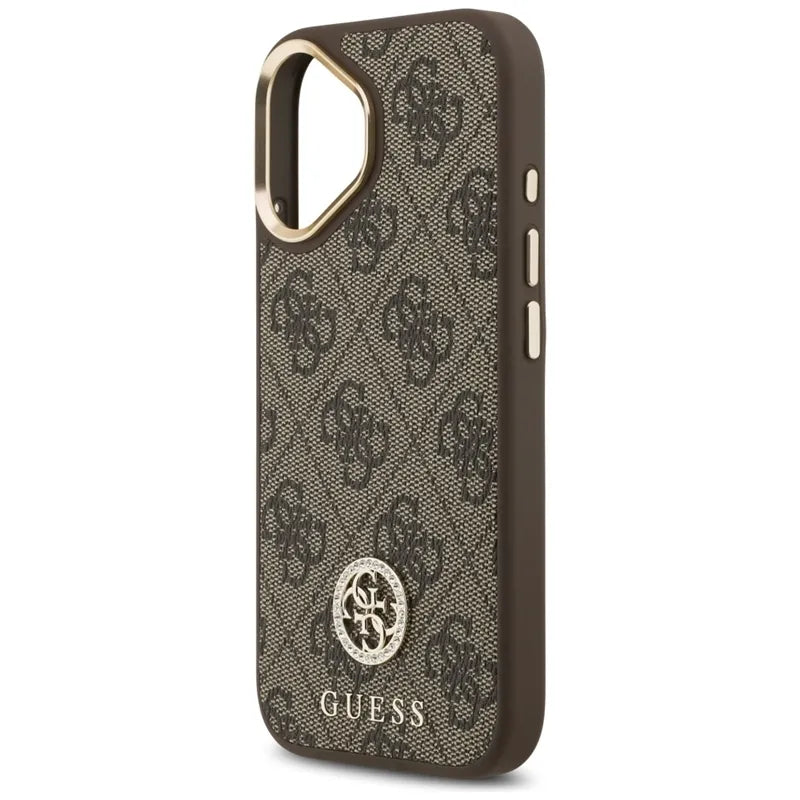Guess 4G Strass Logo MagSafe - Dėklas iPhone 17 (Rudas)