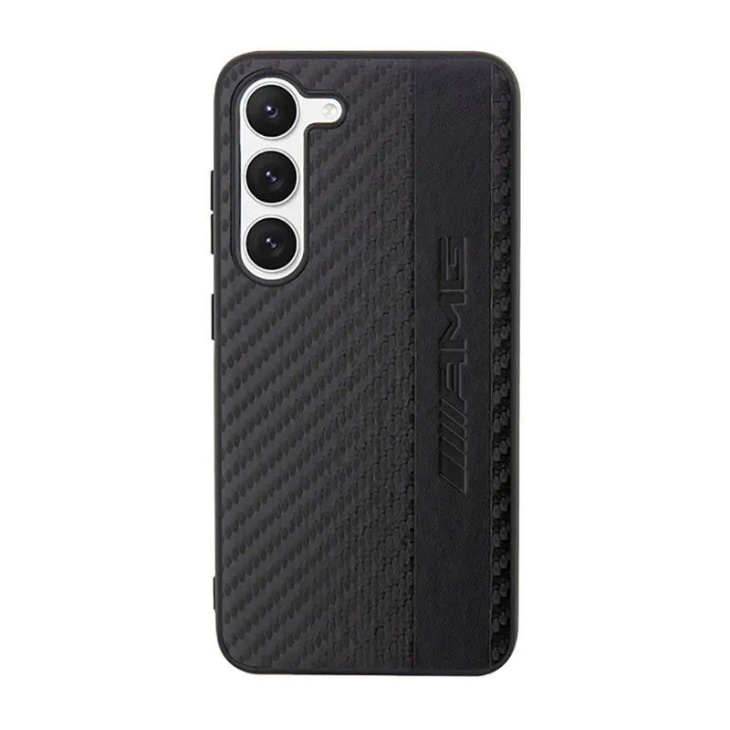 AMG Carbon Stripe & Embossed – dėklas „Samsung Galaxy S23“ (juodas)
