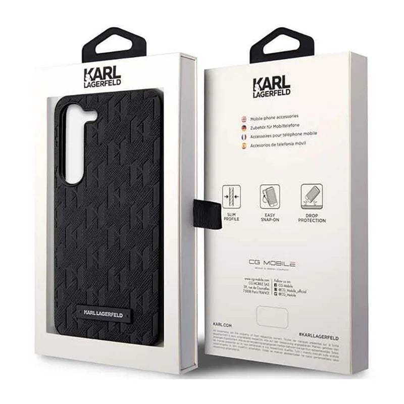 Karl Lagerfeld Saffiano Monogram Metal Logo – dėklas Samsung Galaxy S23+ (juodas)