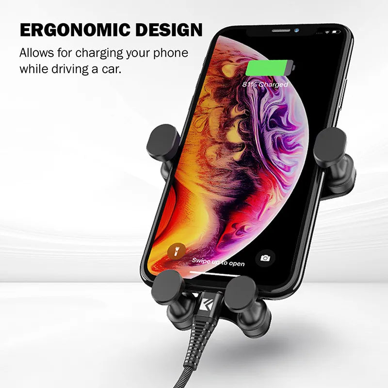 Crong Gravity Auto-Lock automobilinis laikiklis – gravitacinis laikiklis 4,7”-6,5” telefonams (juodas)