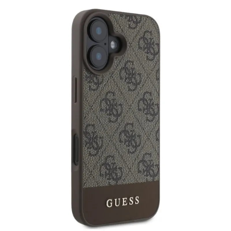 Guess 4G Bottom Stripe - Dėklas, skirtas iPhone 16 (rudas)