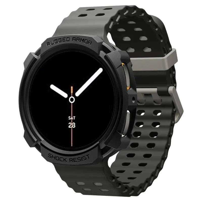 Spigen Rugged Armor – Dėklas Samsung Galaxy Watch 8 44 mm (Matine juoda)