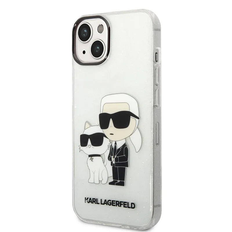 Karl Lagerfeld IML Glitter NFT Karl & Choupette - Dėklas, skirtas iPhone 14 Plus (skaidrus)
