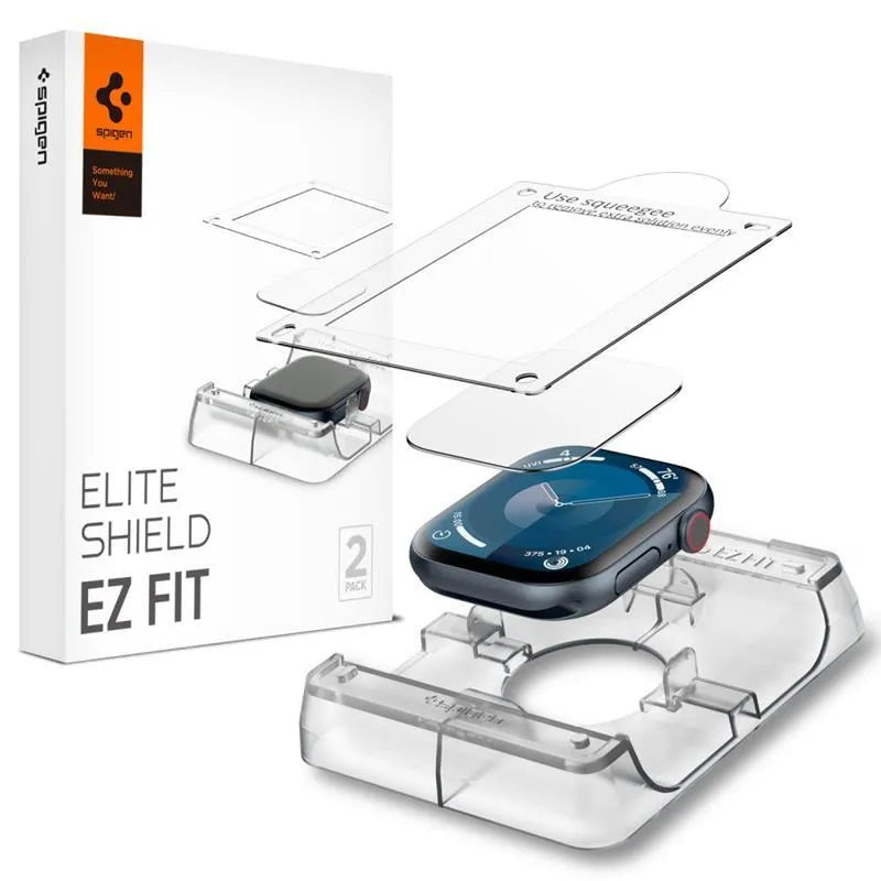 Spigen Elite Shield EZ Fit 2-Pack – hibridinio stiklo apsauga Apple Watch 10 42 mm (skaidri)