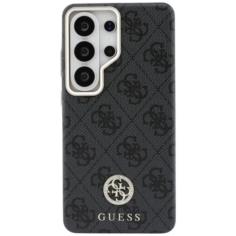 Guess 4G Rhinestone Round Logo MagSafe - Samsung Galaxy S26 Ultra dėklas (juodas)