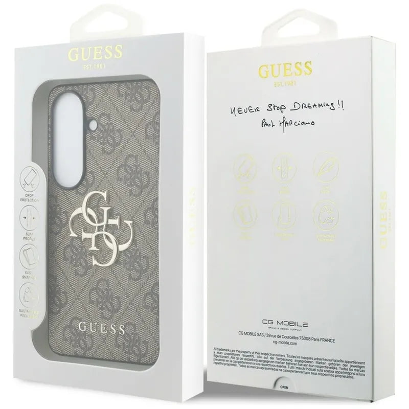 Guess 4G Big Metal Logo – Samsung Galaxy S26+ dėklas (rudas)