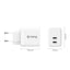 Crong Ultra Compact GaN – sieninis įkroviklis 2x USB-C 35W PD 3.0 su PPS (baltas)