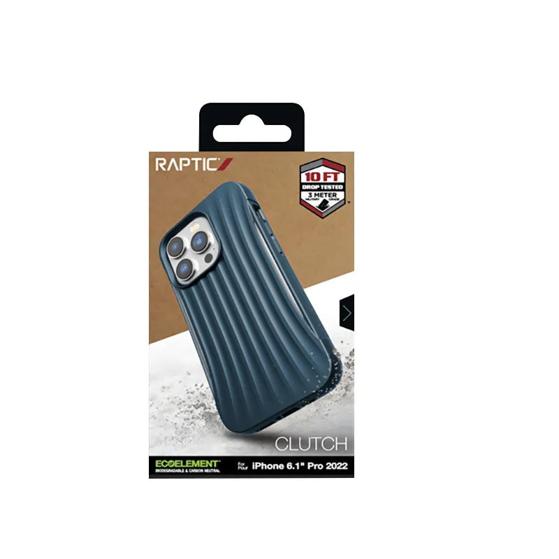 X-Doria Raptic Clutch – biologiškai skaidus dėklas, skirtas iPhone 14 Pro (išbandytas kritimas iš 3m aukščio) (mėlynas)