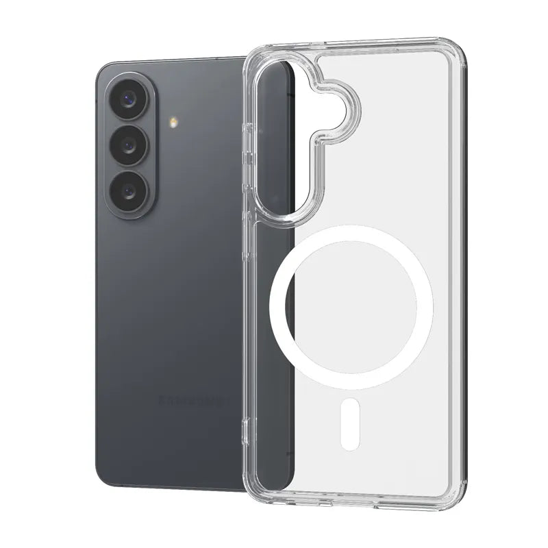 Crong Hybrid Clear Magnetic – MagSafe dėklas, skirtas Samsung Galaxy S26 (skaidrus)