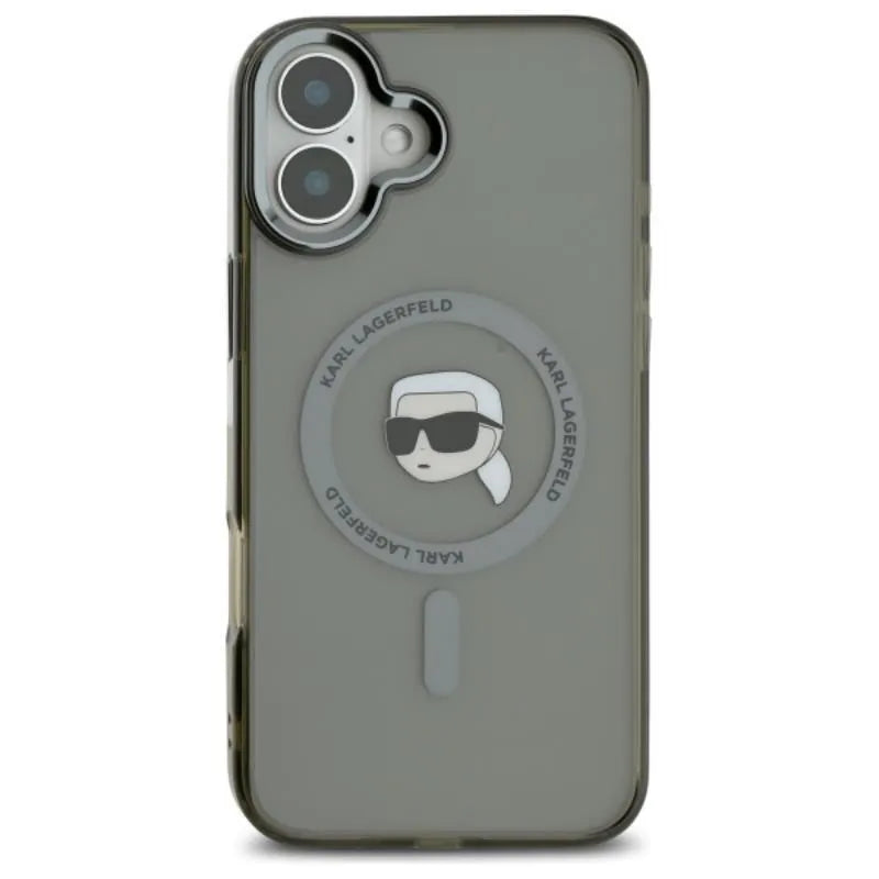 Karl Lagerfeld IML Metal Karl Head MagSafe – dėklas iPhone 16 Plus (juodas)