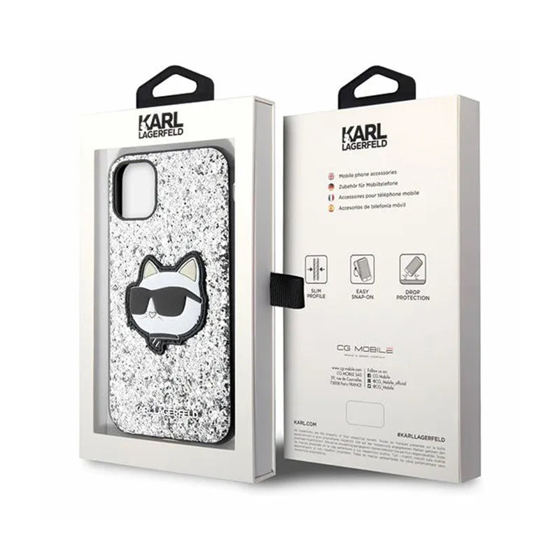 Karl Lagerfeld NFT Glitter Choupette Patch – Dėklas skirtas iPhone 11 (Sidabrinis)