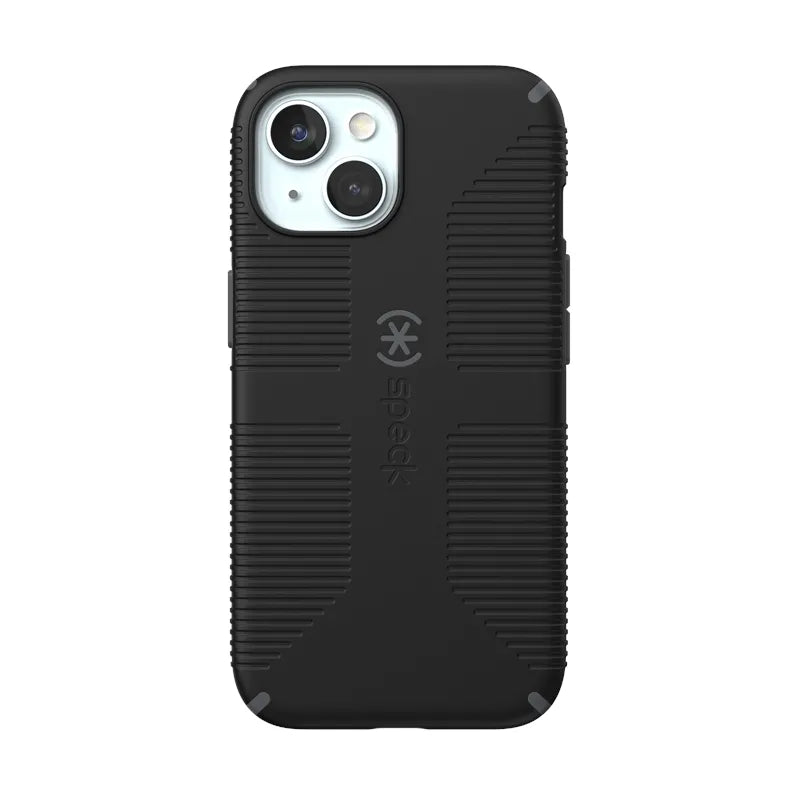 Speck Candyshell Grip MagSafe – dėklas, skirtas iPhone 17e / 16e / 15 / 14 / 13 (juodas / skalūno pilkas)