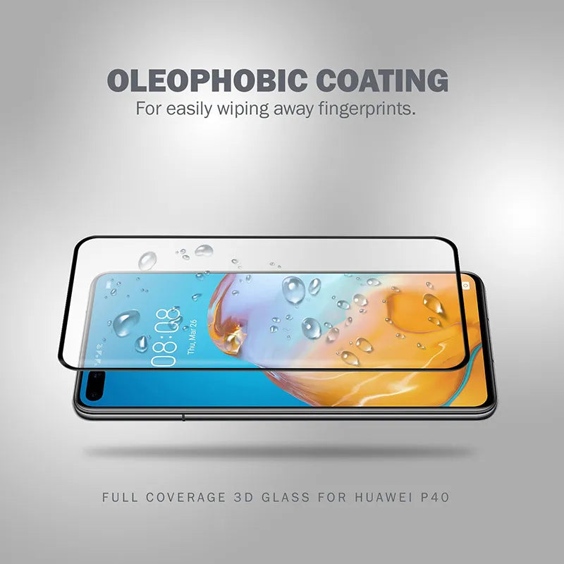 Crong 3D Armor Glass – 9H grūdintas stiklas visam Huawei P40 ekranui + montavimo rėmelis